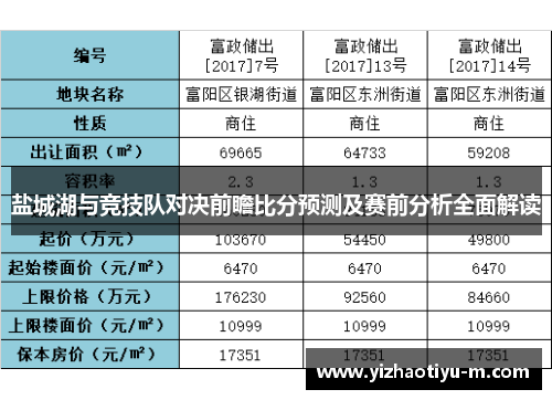 盐城湖与竞技队对决前瞻比分预测及赛前分析全面解读